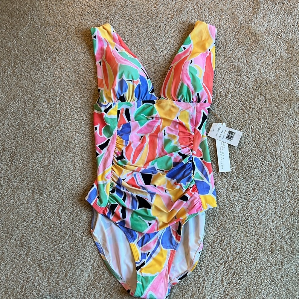 Beyond Control swimwear one piece floral plunging neckline tummy control swim 10 - Picture 2 of 8